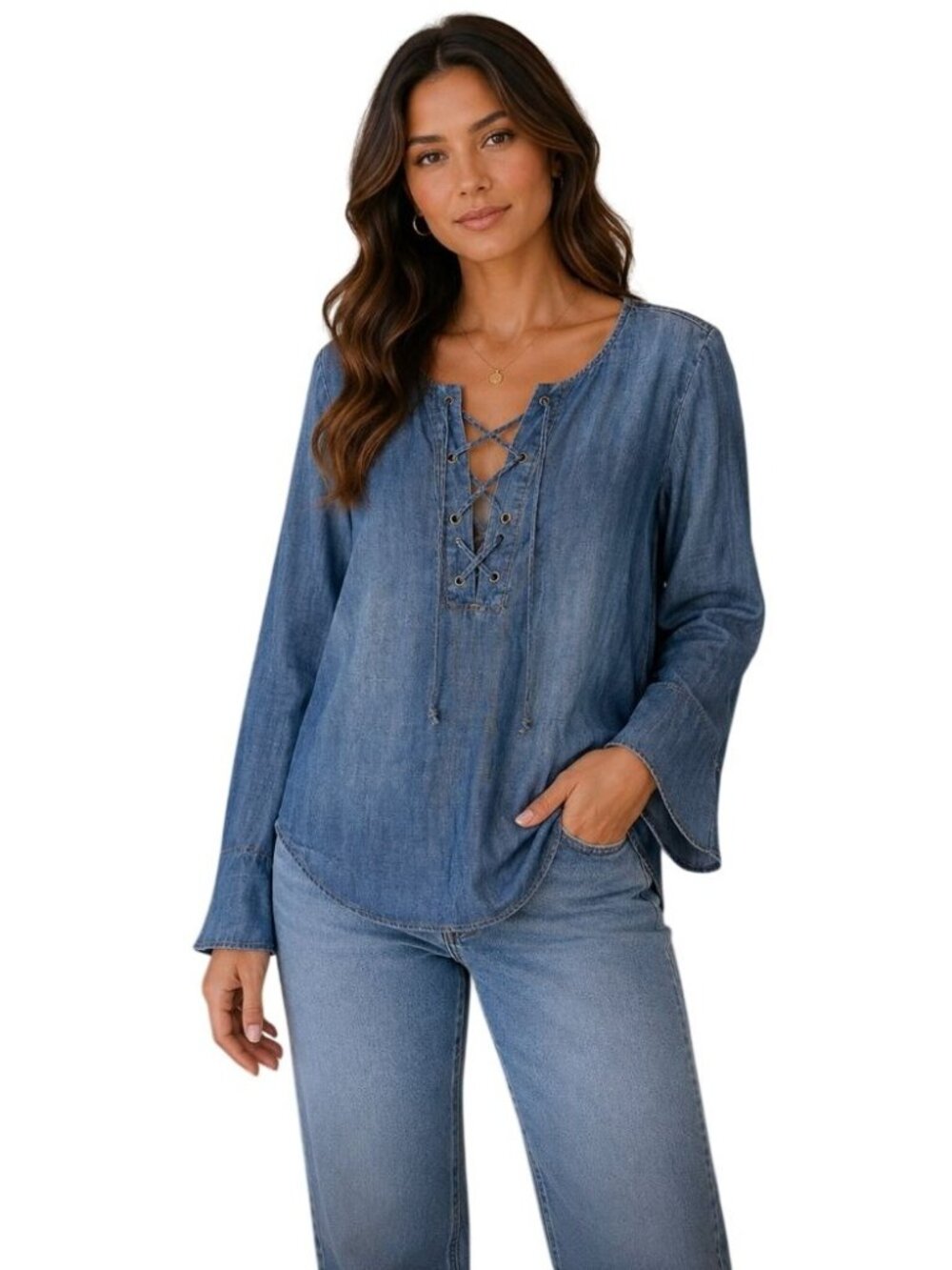 Bella Dahl tunic blouse soft chambray - Size XS